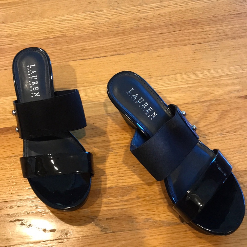 Lauren Ralph Lauren Rhianna Black Wedge Size 6.5B